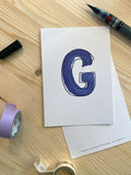 Karte Buchstabe "G" -  Hand Lettering (Alphabet ABC Edition)