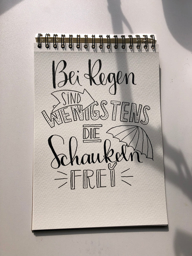 Entstehungsprozess: Hand Lettering - Bei Regen sind die Schaukeln frei