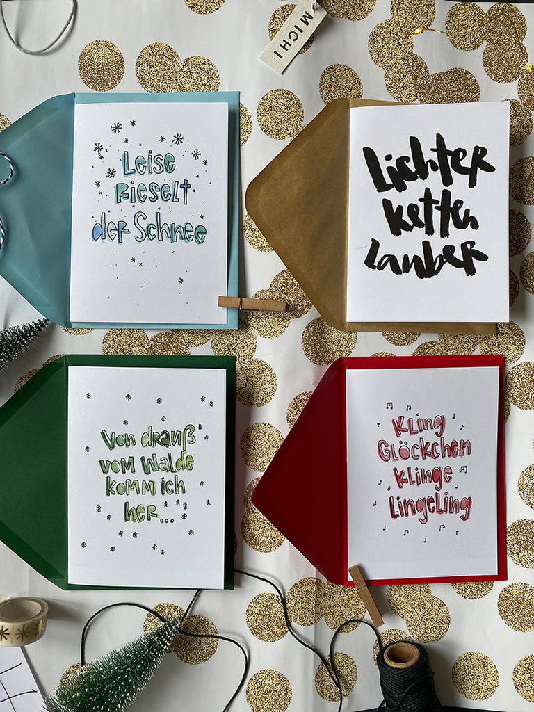 Weihnachtsgrußkarten: Hohoho und reichlich Glitzer per Post