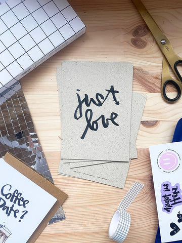 Postkarte: "Just Love" - Brush Lettering