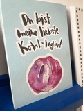 "Liebste Kohl-legin" - Handschriftliche Lettering-Karte für Kolleginnen