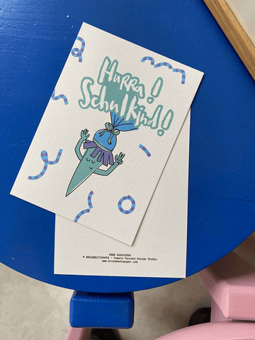 "Hurra! Schulkind!" - Schulstart-Karte Back to School 🎨✏️🍐