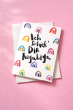 Postkarte "Schicke Dir Regenbögen" - Brush Lettering