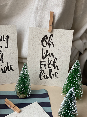 Postkarte "Oh Du Fröhliche" Weihnachtskarte - Brush Lettering