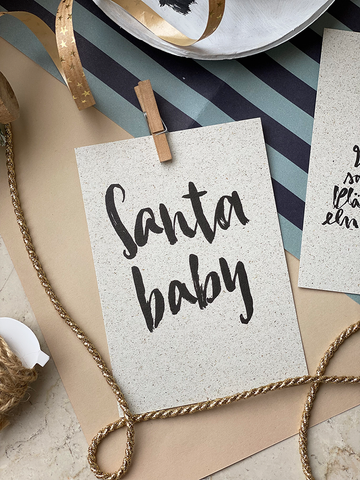 Postkarte "Santa Baby" Weihnachtskarte - Brush Lettering