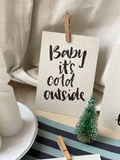 Postkarte "Baby it's cold outside" Weihnachtskarte - Brush Lettering