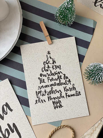 Postkarte "Weihnachtsbaum" Weihnachtskarte - Brush Lettering