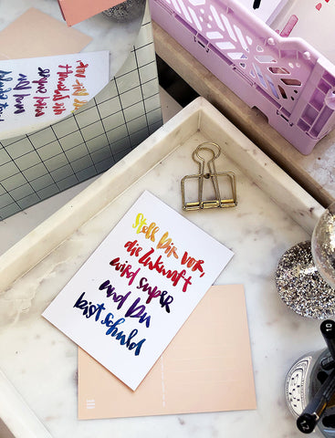 Postkarte "Zukunft Regenbogen" - Brush Lettering