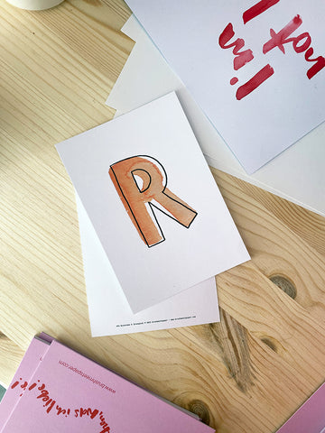 Karte Buchstabe "R" - Hand Lettering (Alphabet ABC Edition)