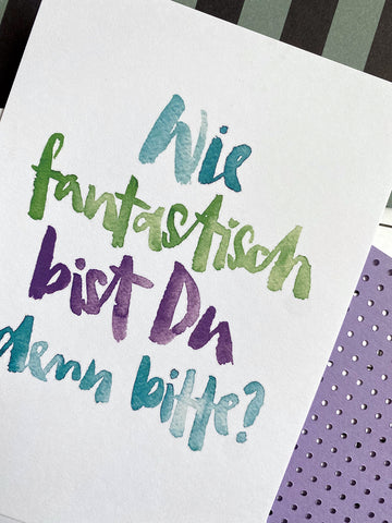 Postkarte "Fantastisch Lila" - Brush Lettering