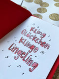 Weihnachtskarte: "Kling Glöckchen" Grußkarte - Hand Lettering