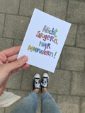 Postkarte "Nur wundern" Karte - Hand Lettering