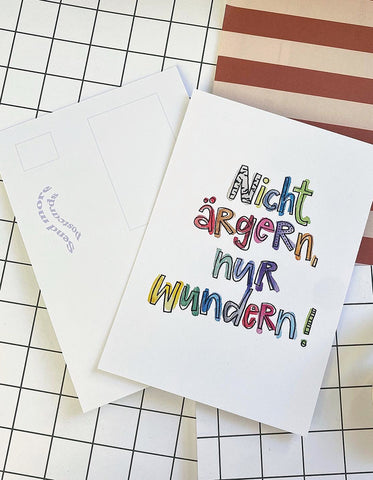 Postkarte "Nur wundern" Karte - Hand Lettering