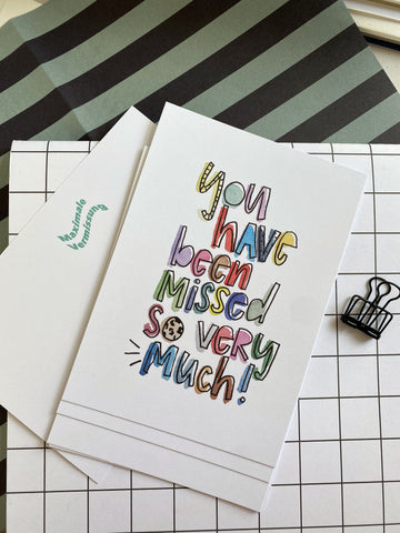 Postkarte "Missed you" Karte - Hand Lettering