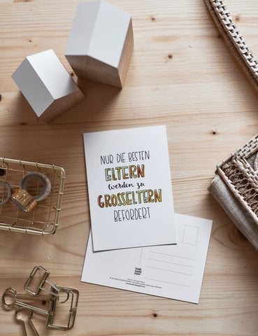 Postkarte "Zu Großeltern befördert" - Hand Lettering