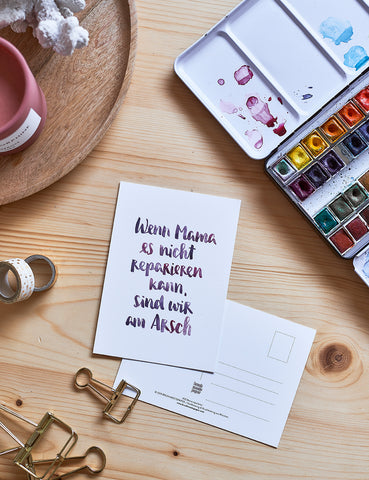 Postkarte "Wenn Mama es nicht" - Brush Lettering